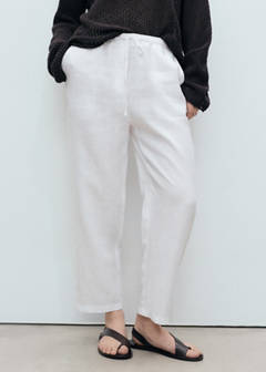 Straight linen-blend trousers — Off White 1
