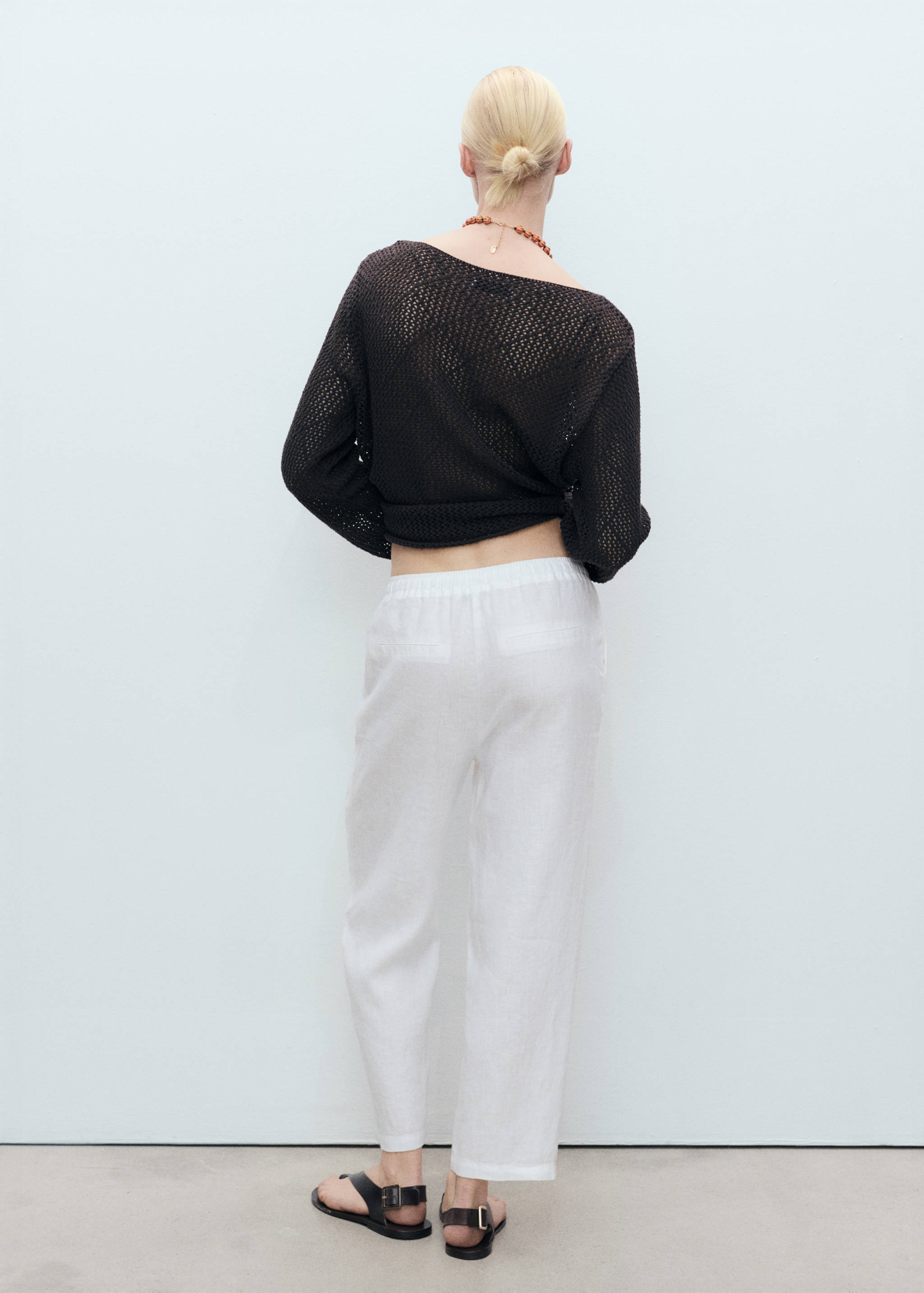 Straight linen-blend trousers - Reverse of the article