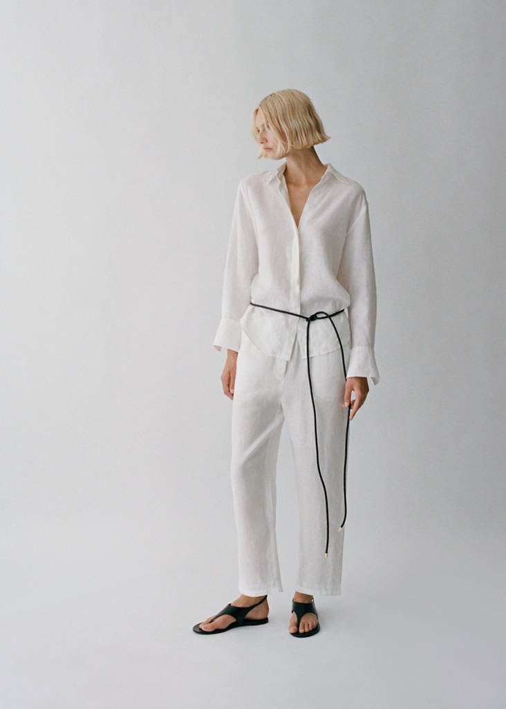 Straight linen-blend trousers — Off White