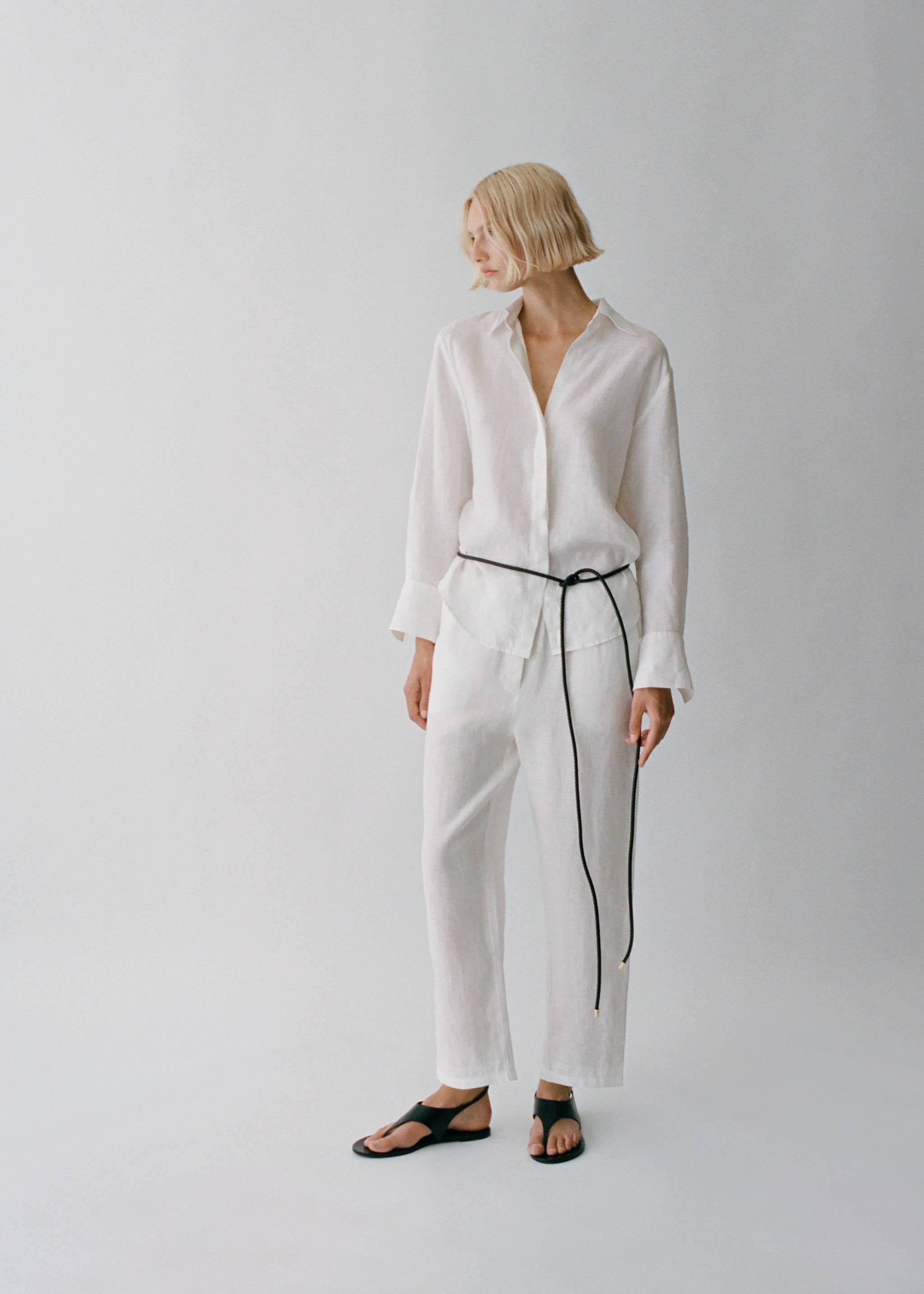 Straight linen-blend trousers - Details of the article 6