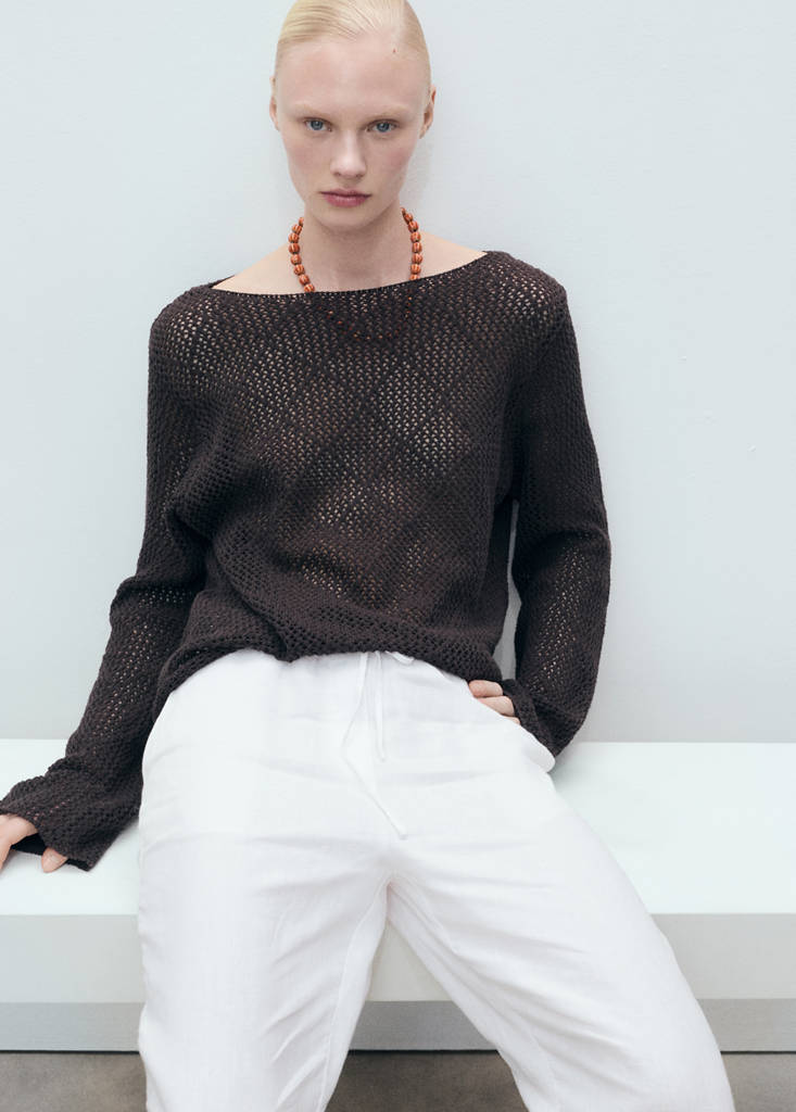 Straight linen-blend trousers — Off White