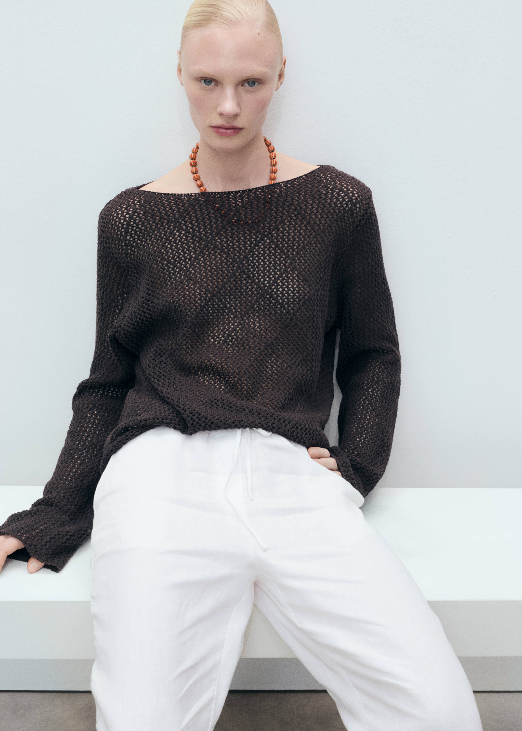 Straight linen-blend trousers - Details of the article 2