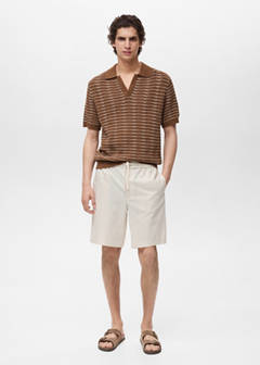 Cotton-linen blend bermuda shorts — Ivory White 2