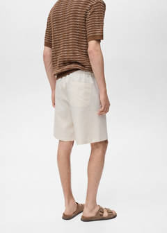 Cotton-linen blend bermuda shorts — Ivory White 3