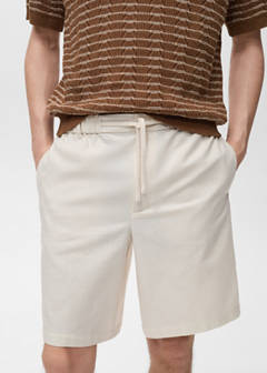 Cotton-linen blend bermuda shorts — Ivory White 4
