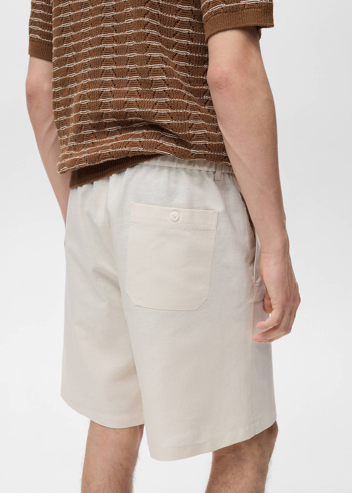 Cotton-linen blend bermuda shorts — Ivory White