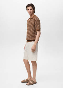 Cotton-linen blend bermuda shorts — Ivory White 5