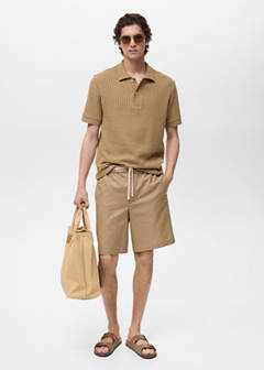 Cotton-linen blend bermuda shorts — Beige 2