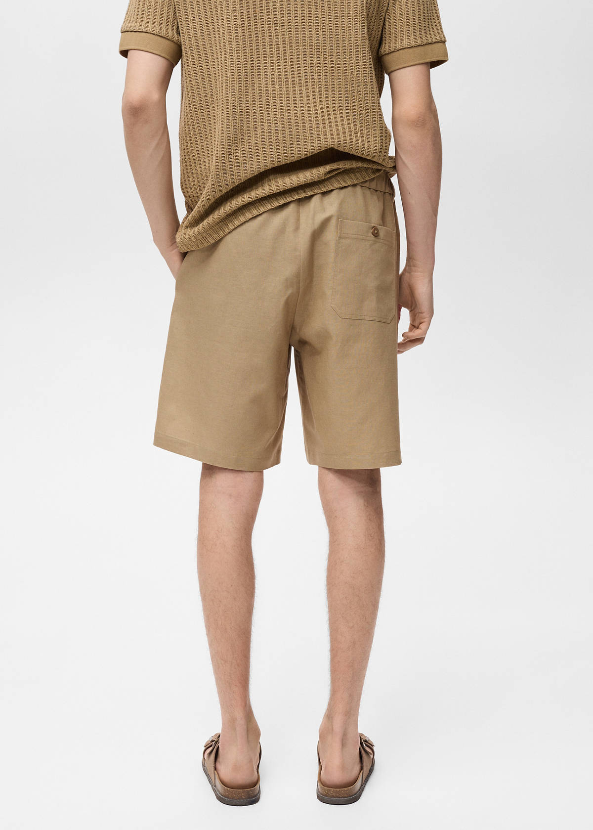 Cotton-linen blend bermuda shorts — Beige