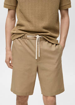 Cotton-linen blend bermuda shorts — Beige 4