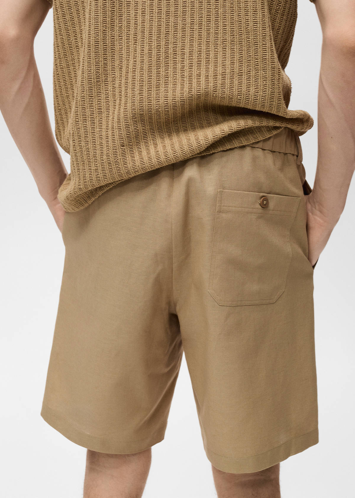 Cotton-linen blend bermuda shorts — Beige