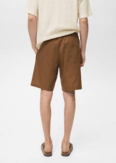 Cotton-linen blend bermuda shorts — Tobacco Brown 3