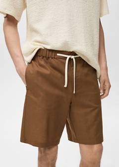 Cotton-linen blend bermuda shorts — Tobacco Brown 4