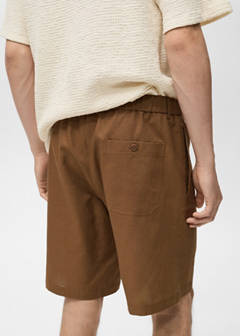 Cotton-linen blend bermuda shorts — Tobacco Brown 6