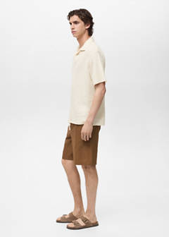 Cotton-linen blend bermuda shorts — Tobacco Brown 5