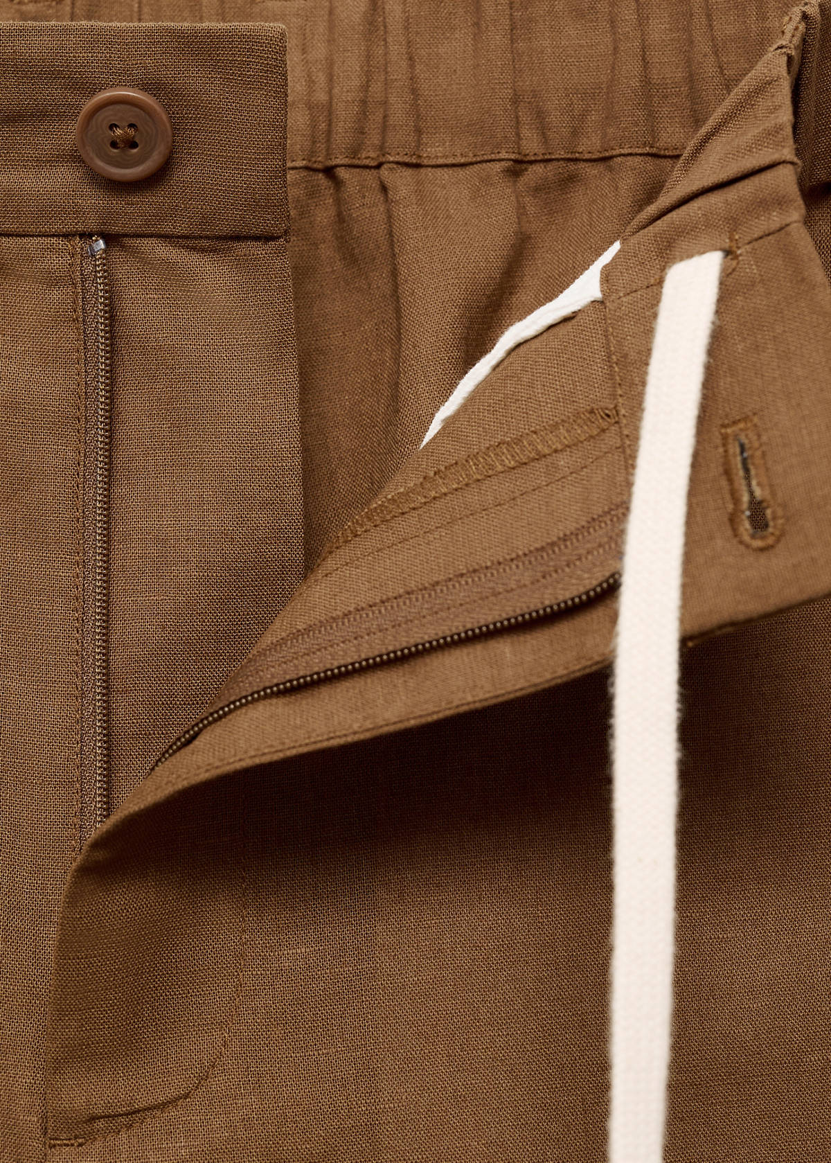 Cotton-linen blend bermuda shorts — Tobacco Brown