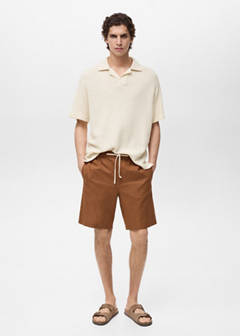 Cotton-linen blend bermuda shorts — Tobacco Brown 13