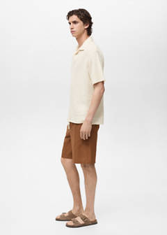 Cotton-linen blend bermuda shorts — Tobacco Brown 16