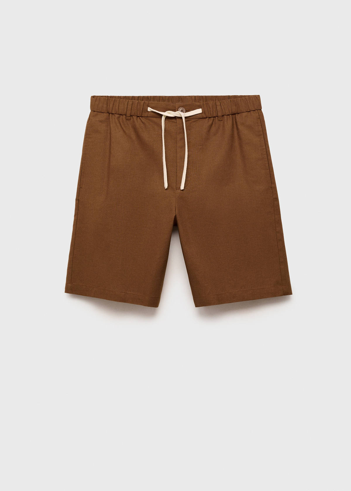 Cotton-linen blend bermuda shorts — Tobacco Brown