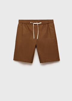 Cotton-linen blend bermuda shorts — Tobacco Brown 18