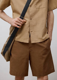 Cotton-linen blend bermuda shorts — Tobacco Brown 20