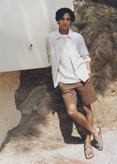 Cotton-linen blend bermuda shorts — Tobacco Brown 7