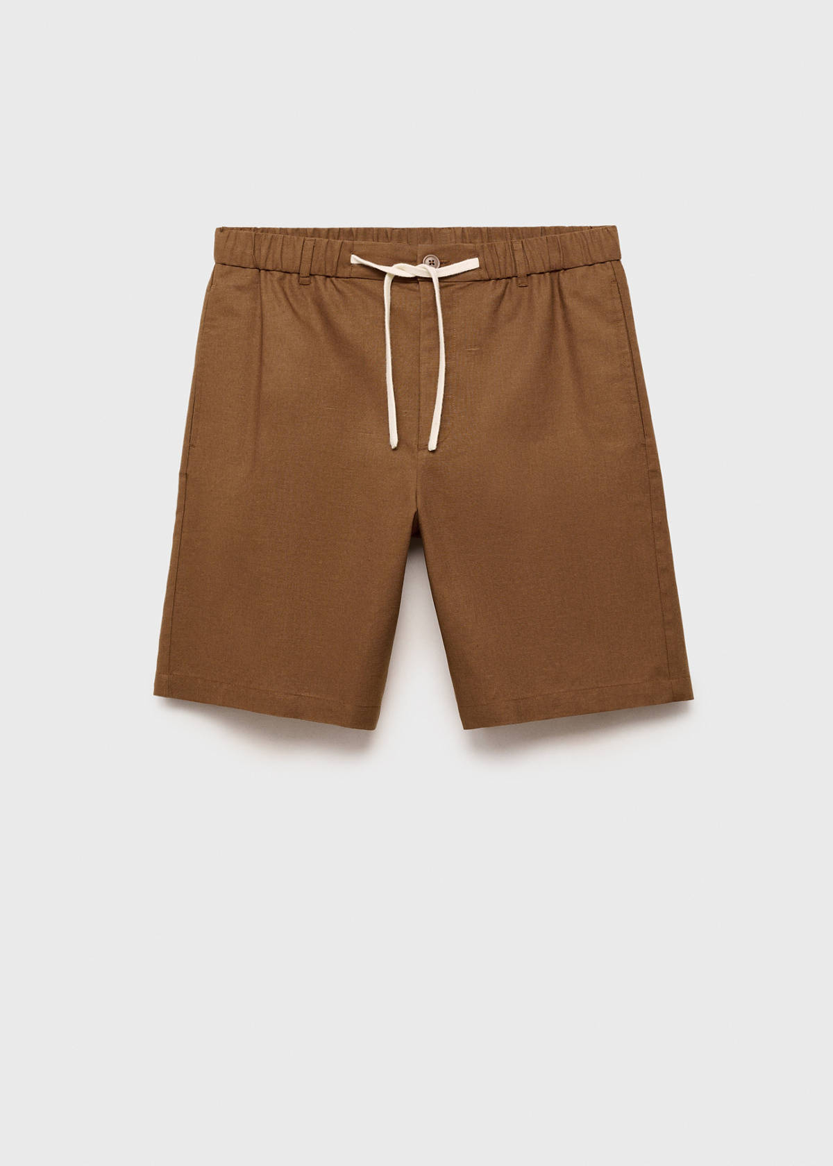 Cotton-linen blend bermuda shorts — Tobacco Brown