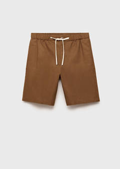Cotton-linen blend bermuda shorts — Tobacco Brown 8