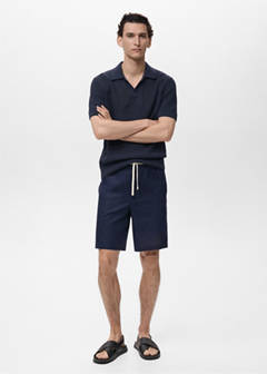 Cotton-linen blend bermuda shorts — Petrol Blue 2