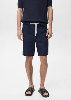 Cotton-linen blend bermuda shorts — Petrol Blue 1