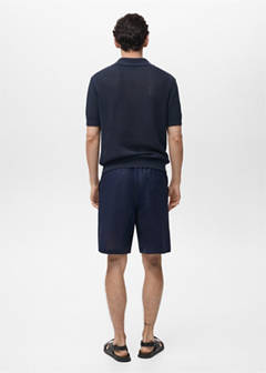 Cotton-linen blend bermuda shorts — Petrol Blue 3
