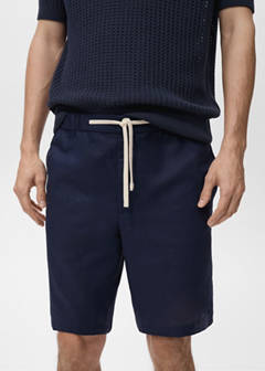 Cotton-linen blend bermuda shorts — Petrol Blue 4