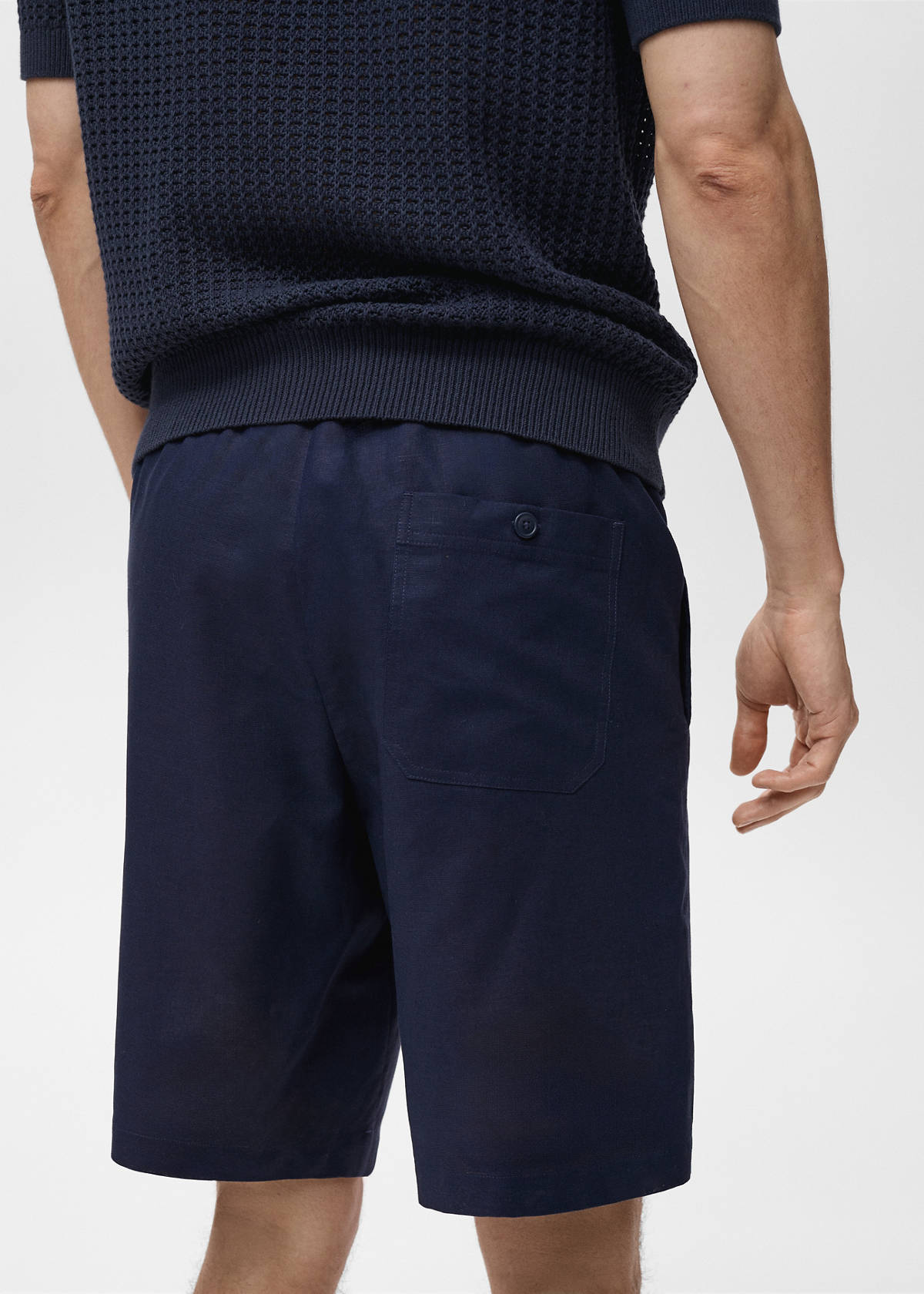 Cotton-linen blend bermuda shorts — Petrol Blue