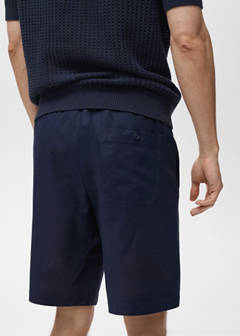 Cotton-linen blend bermuda shorts — Petrol Blue 6