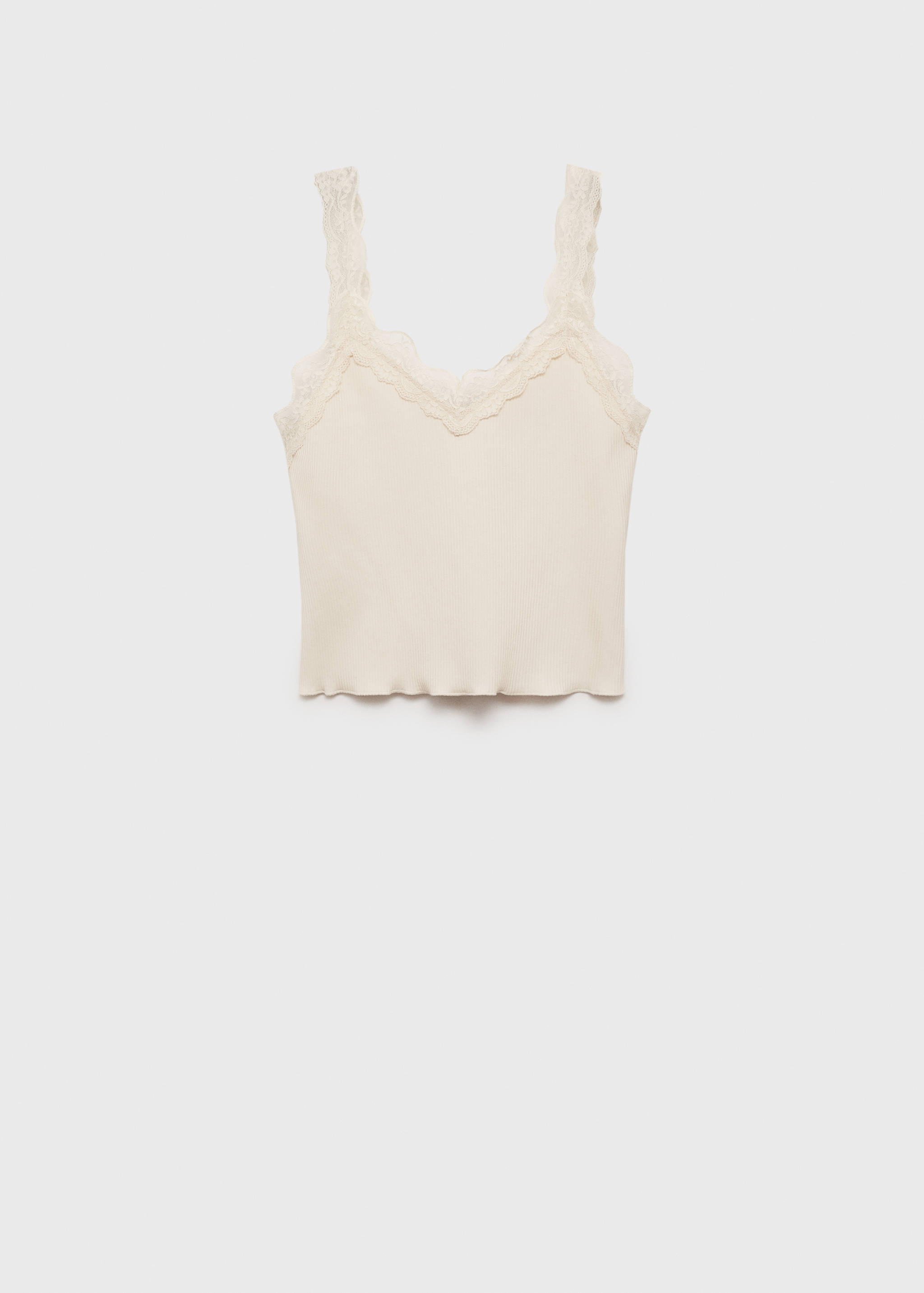 Fitted top with lace neckline - Article without model