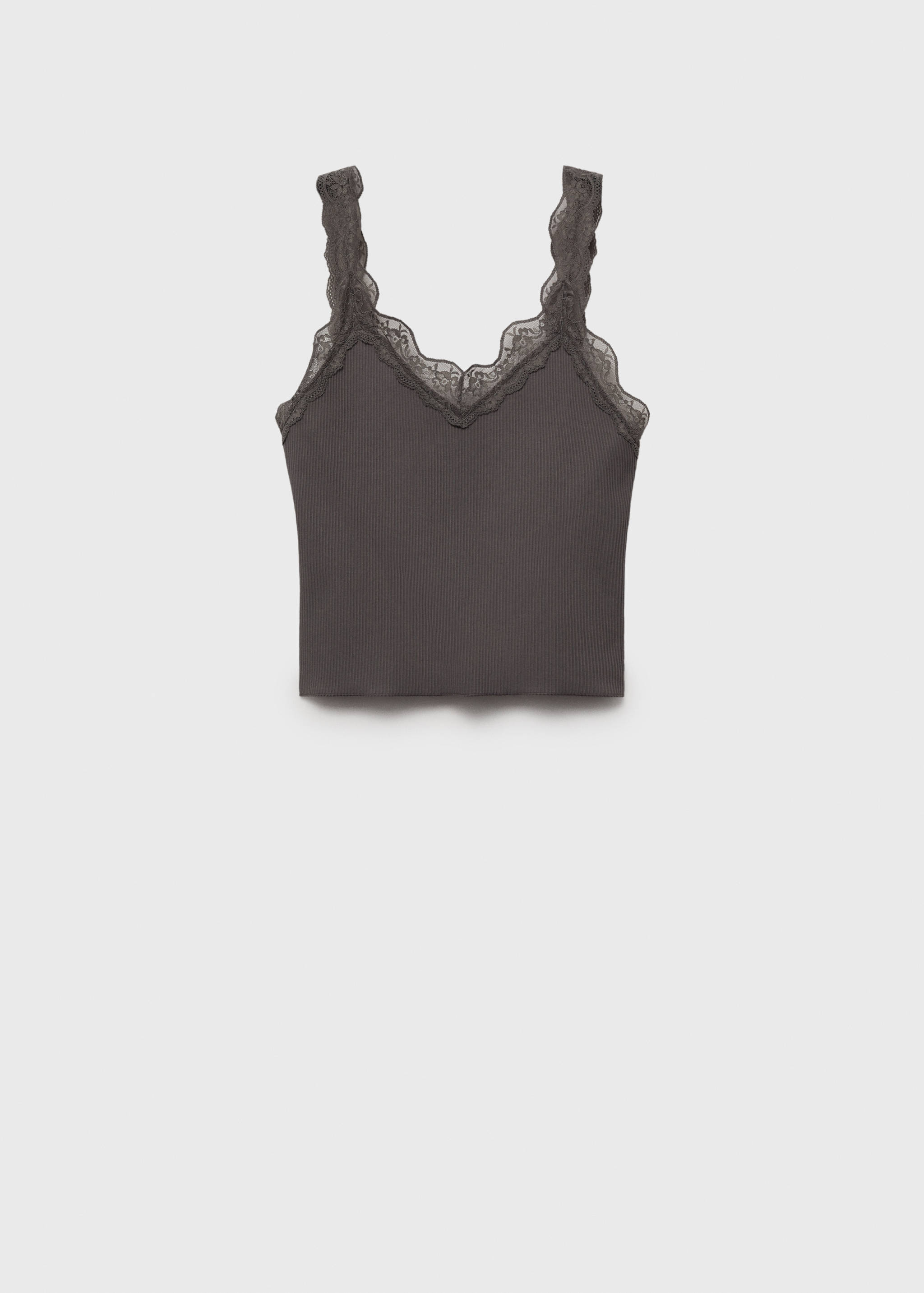 Fitted top with lace neckline - Article without model