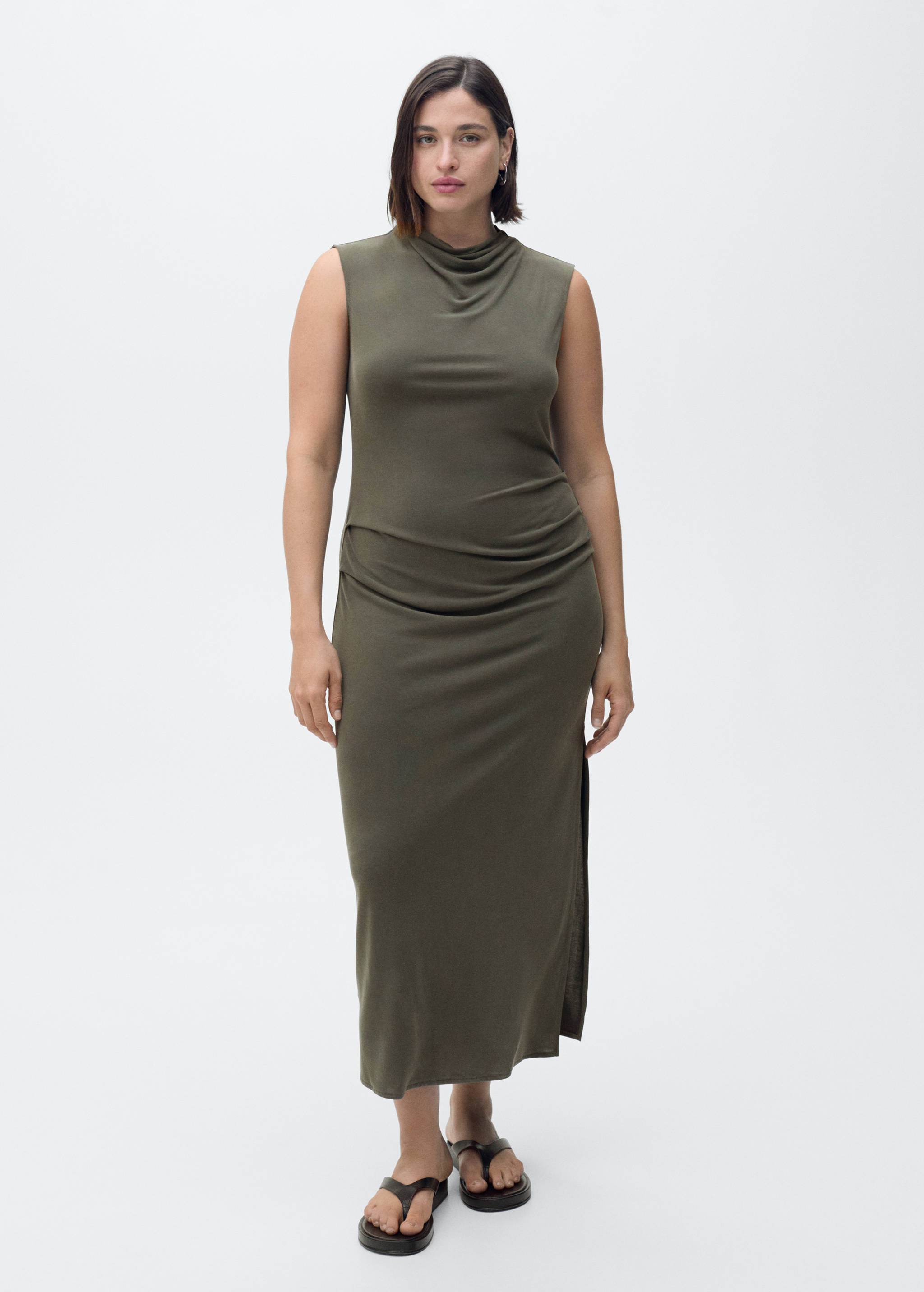 Draped neck modal dress - Details of the article 3
