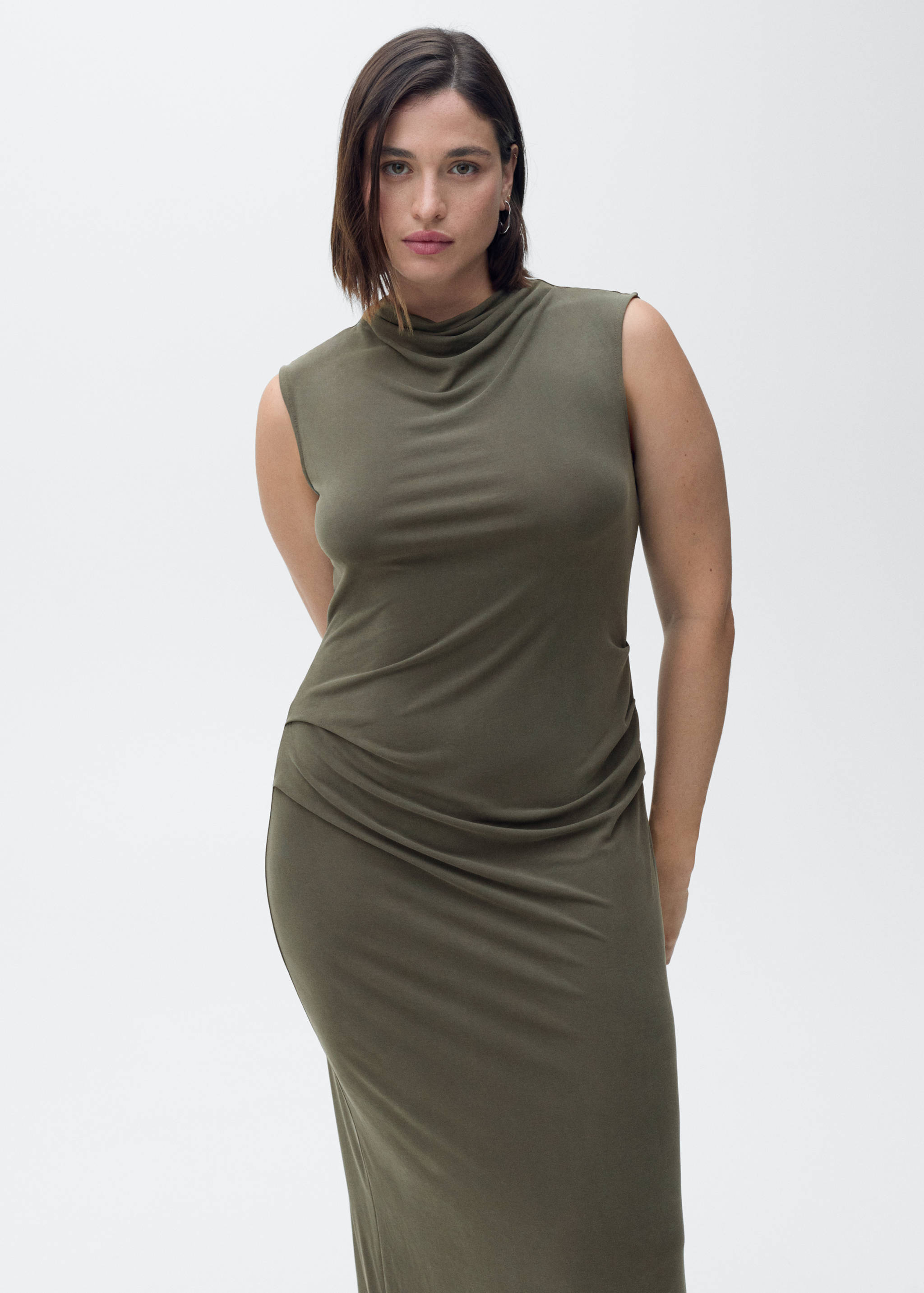 Draped neck modal dress - Details of the article 5