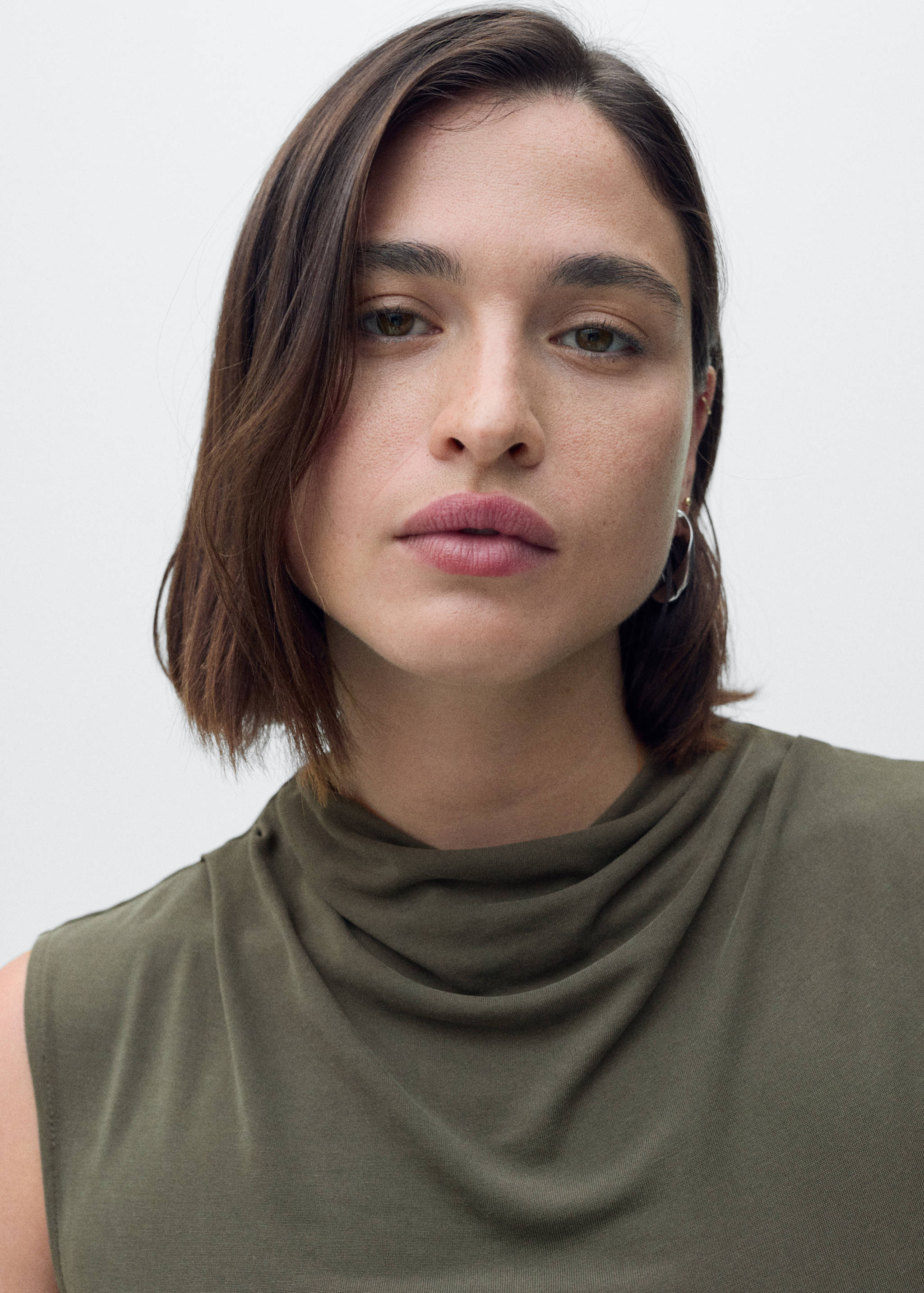 Draped neck modal dress - Details of the article 4