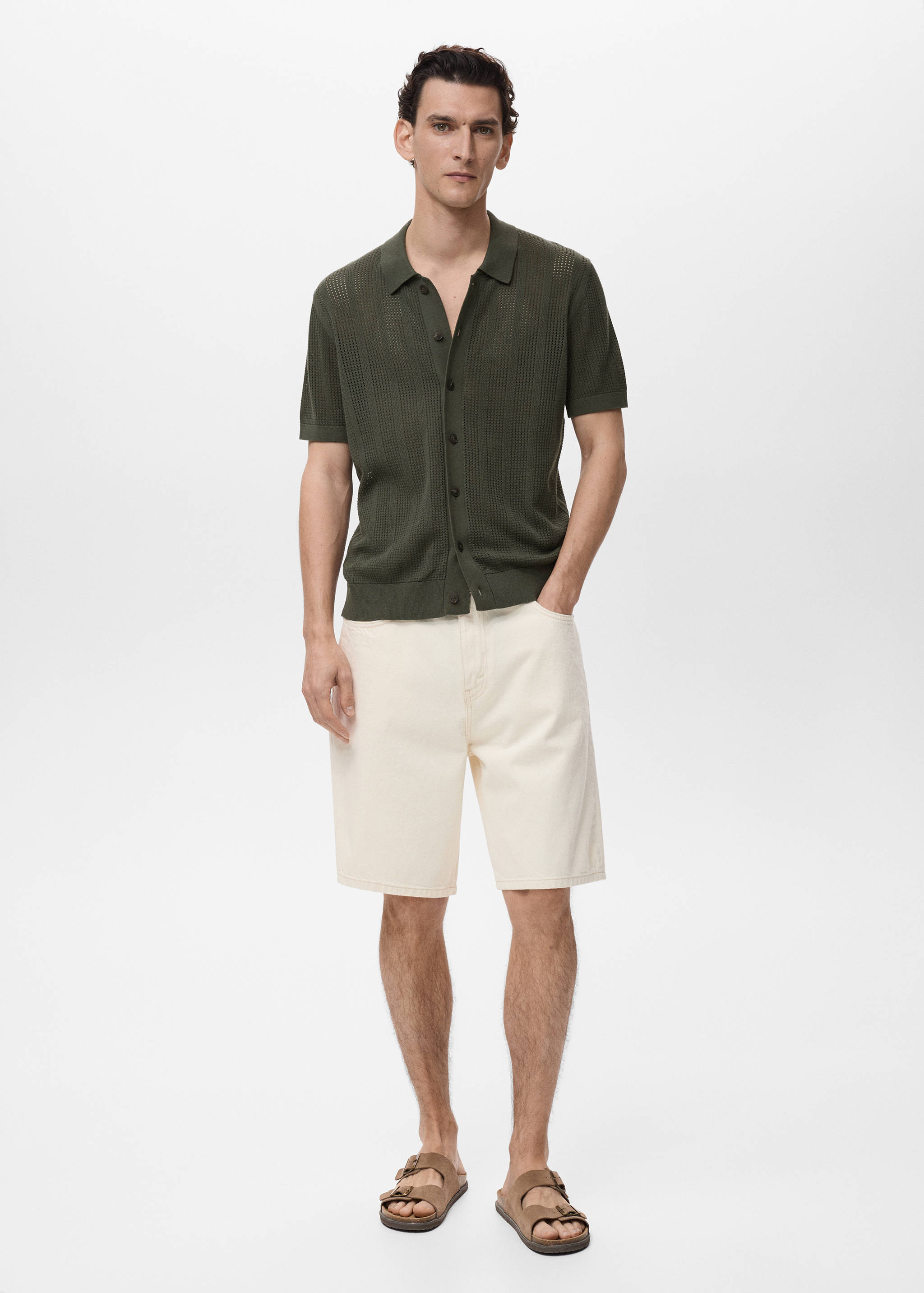Striped knitted shirt with lace pattern - General plane