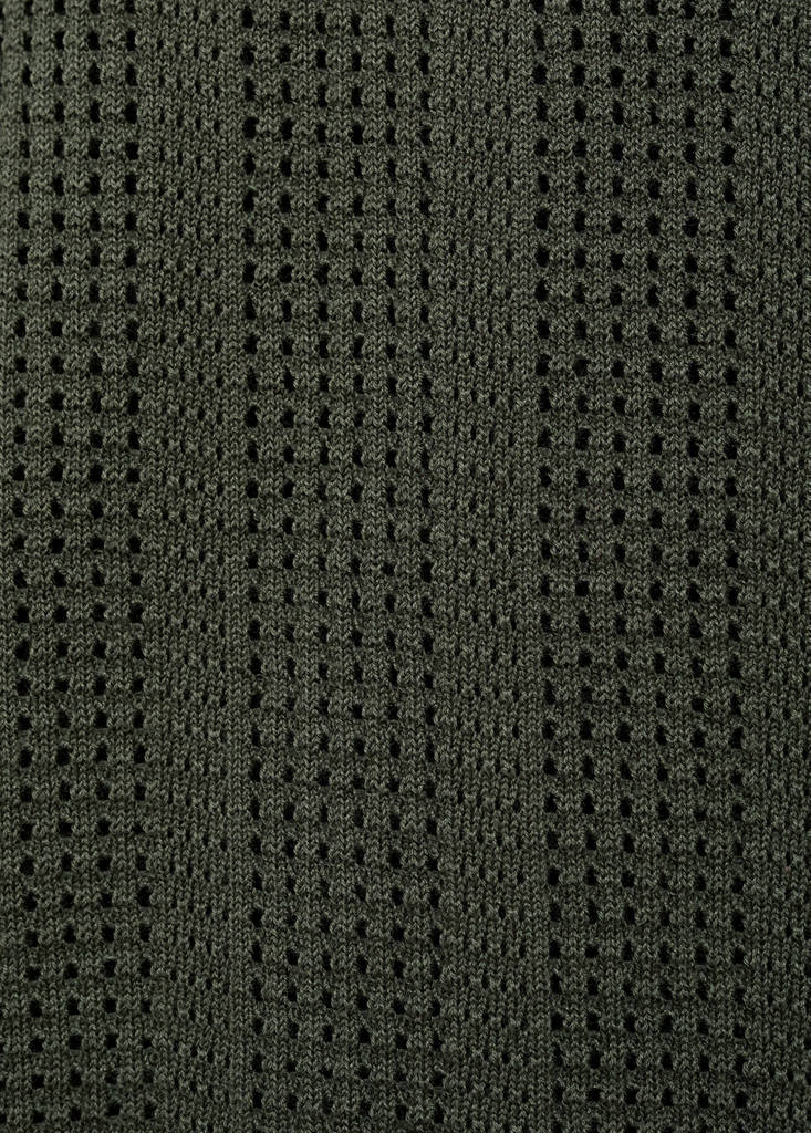 Striped openwork knitted shirt — Khaki