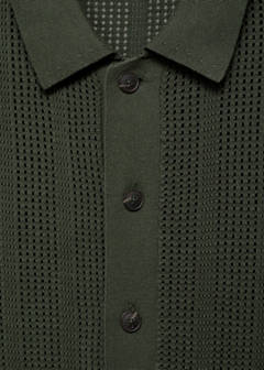 Striped openwork knitted shirt — Khaki 17