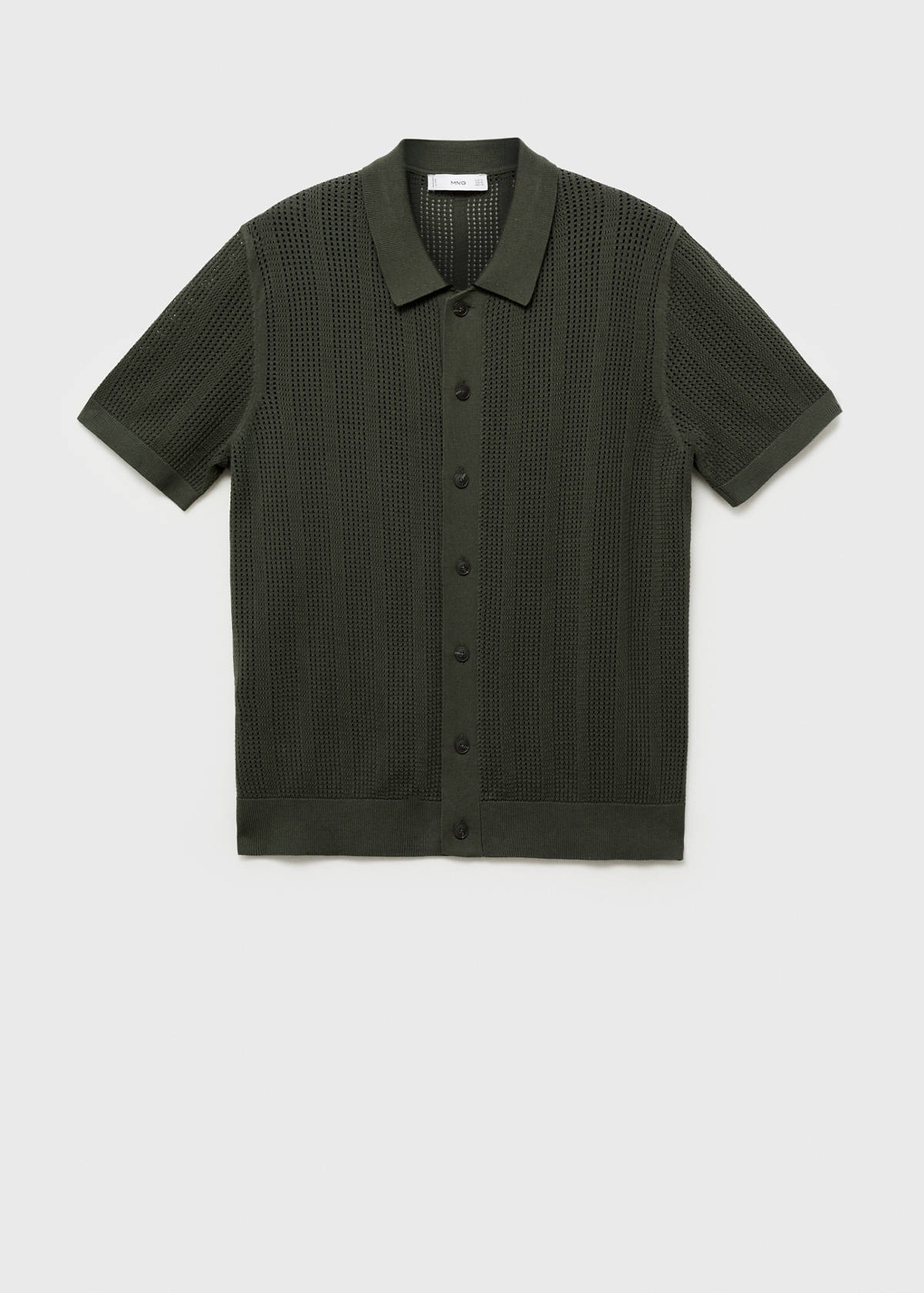 Striped openwork knitted shirt — Khaki