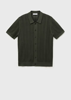 Striped openwork knitted shirt — Khaki 7