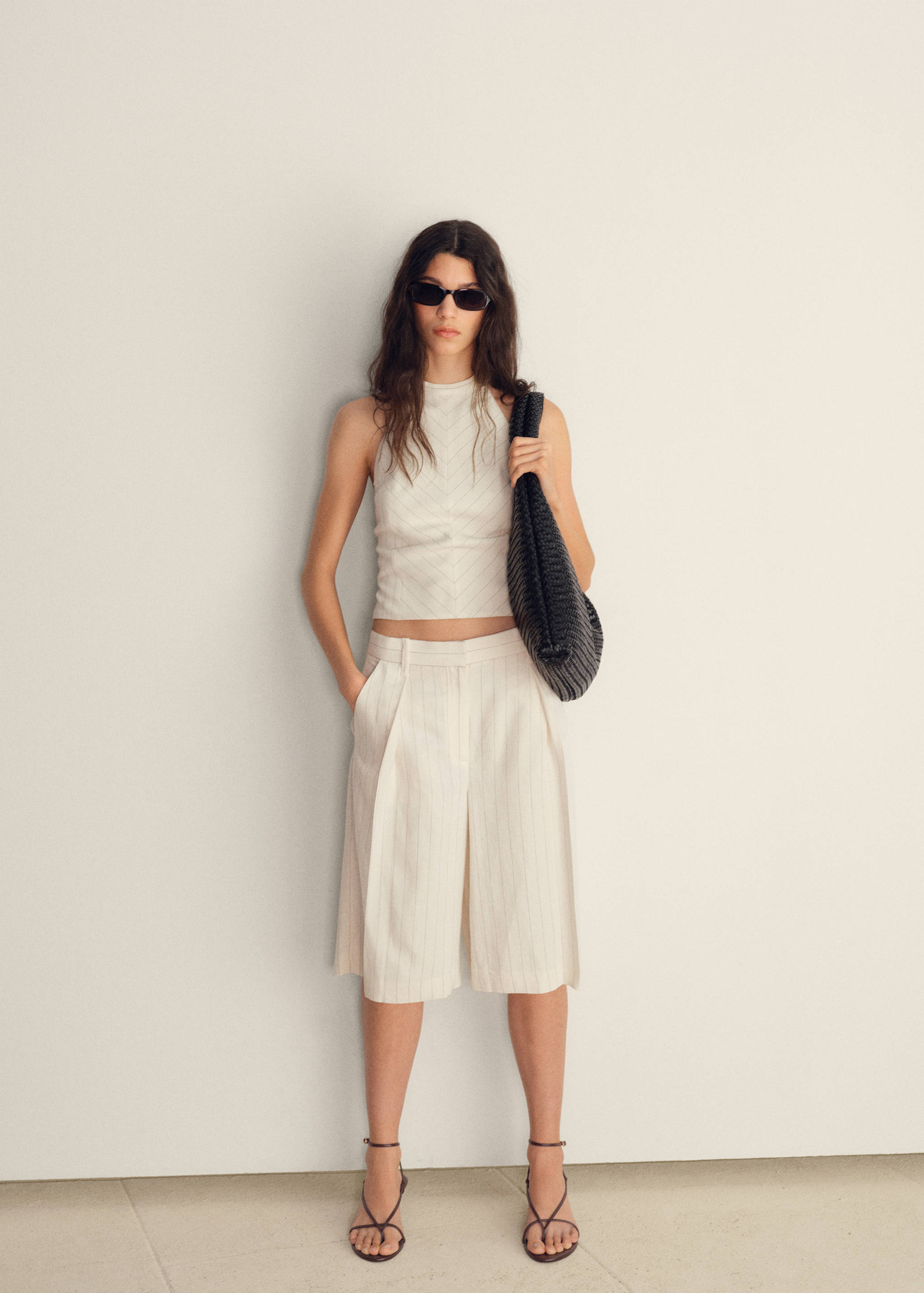 Striped halter-neck top - General plane