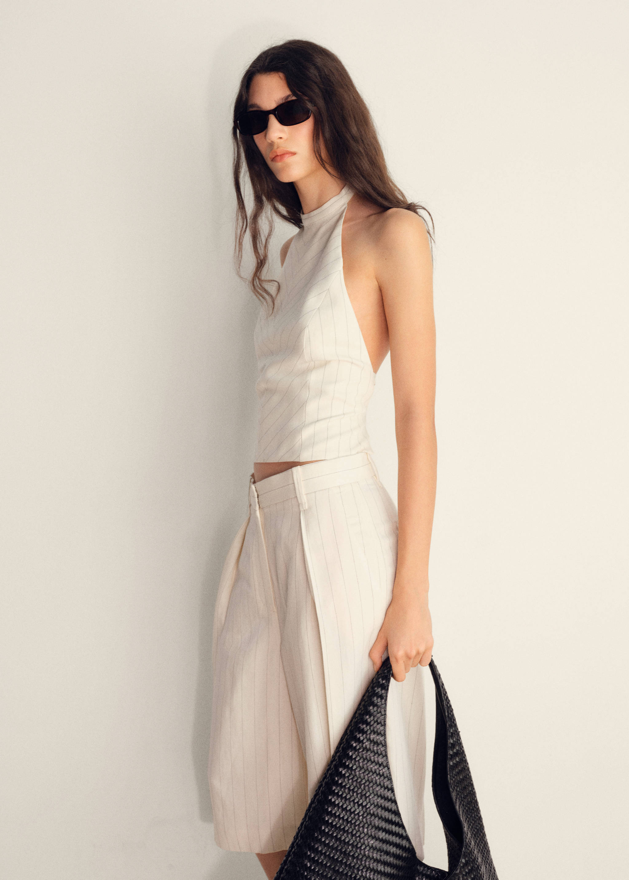 Striped halter-neck top - Medium plane