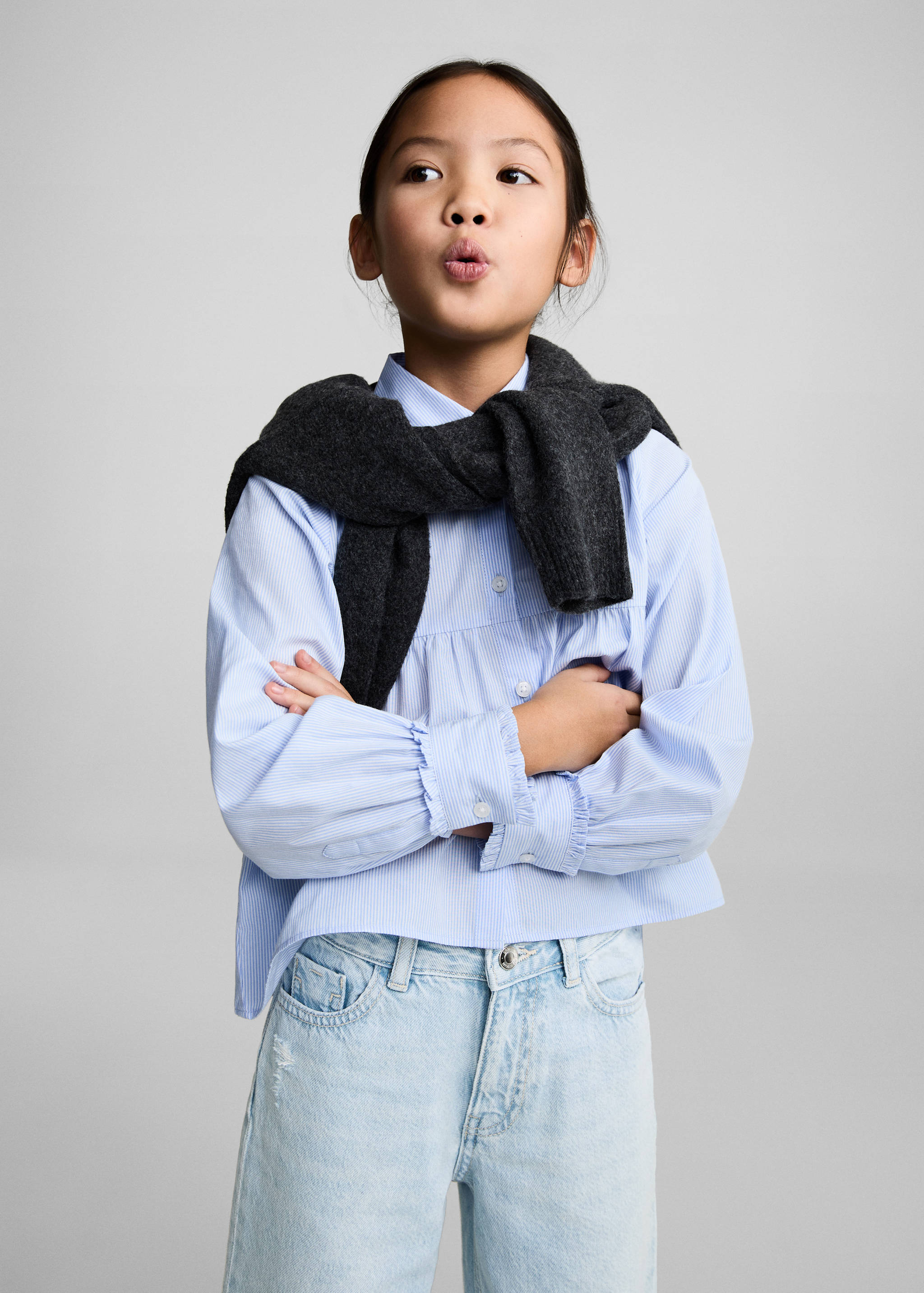 Frayed hem culotte jeans - Medium plane