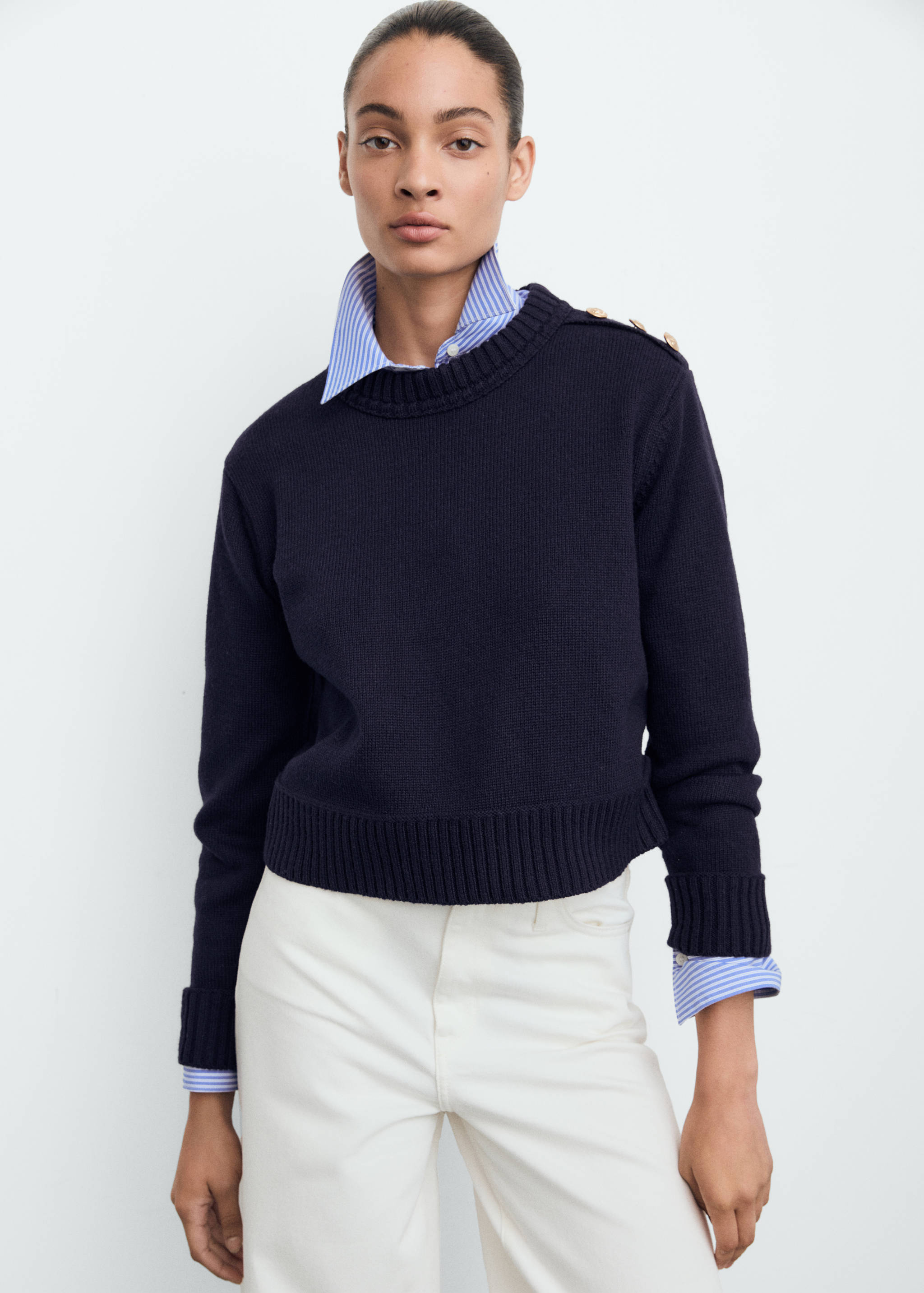 Knitted sweater with jewel buttons - Medium plane