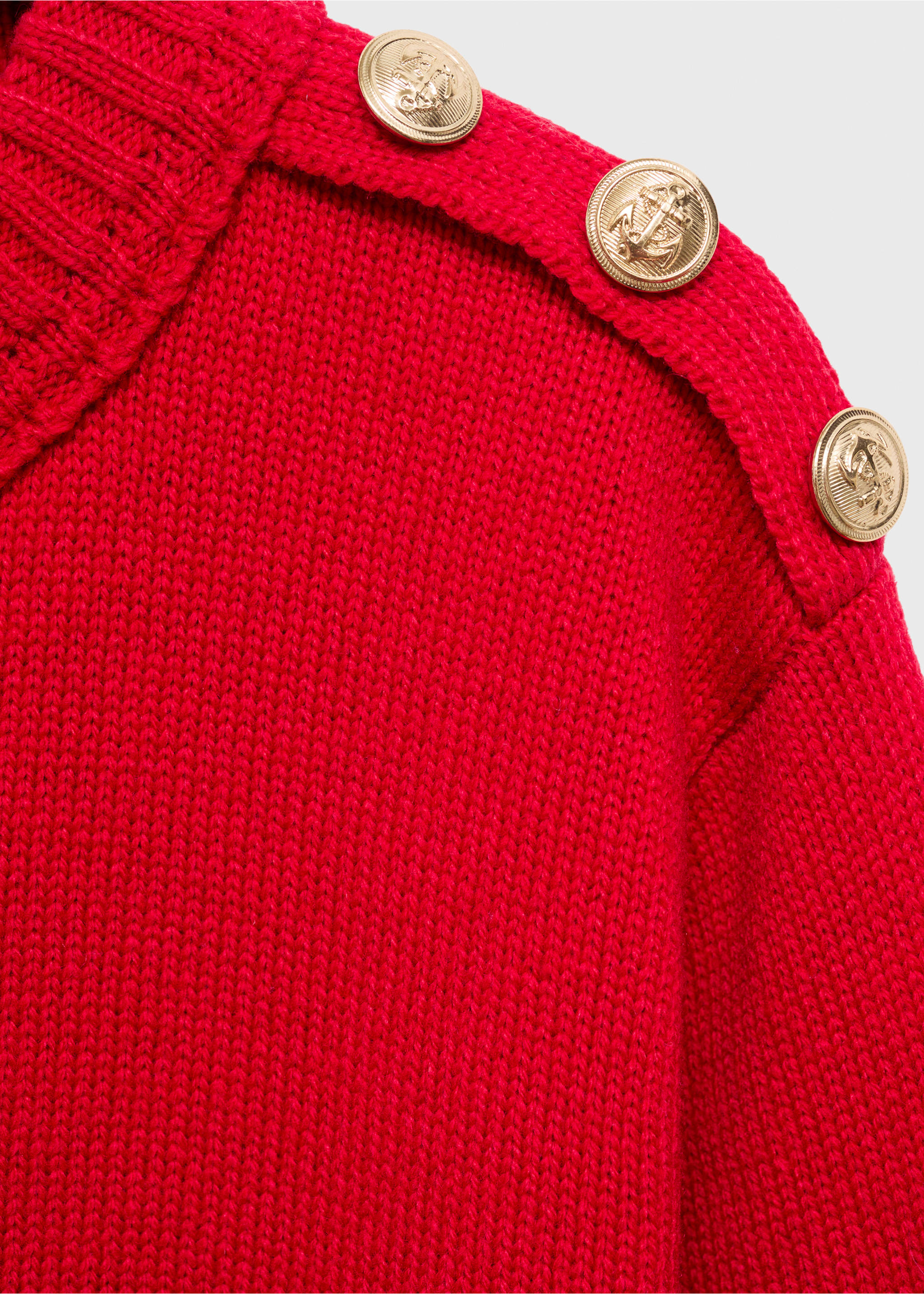 Strickpullover mit Schmuckknöpfen - Detail des Artikels 8, Rot. Ref: 87090419-00.