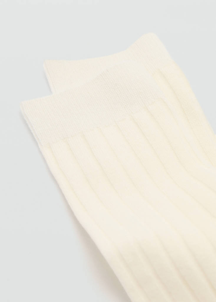 Ribbed wool blend socks — Ecru